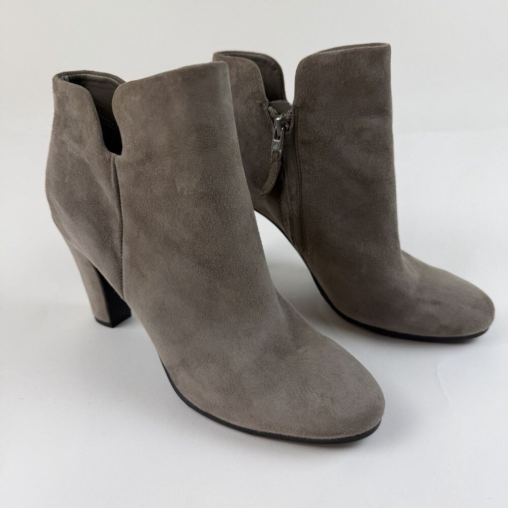 Sam Edelman Shelby Suede Ankle Boots  7.5 Putty Beige Grey High 4 " Heel Bootie